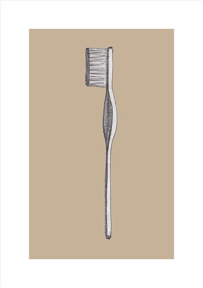 Original Giclée Toothbrush Print On Pale Background