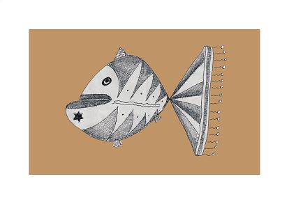 Original Giclée Fish Print On Pale Background