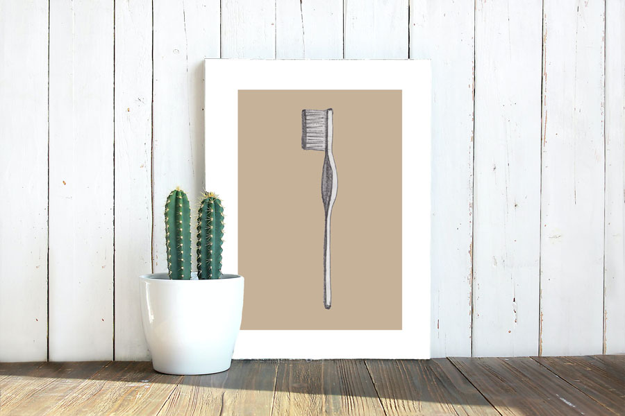 Toothbrush in bathroom Giclee Print