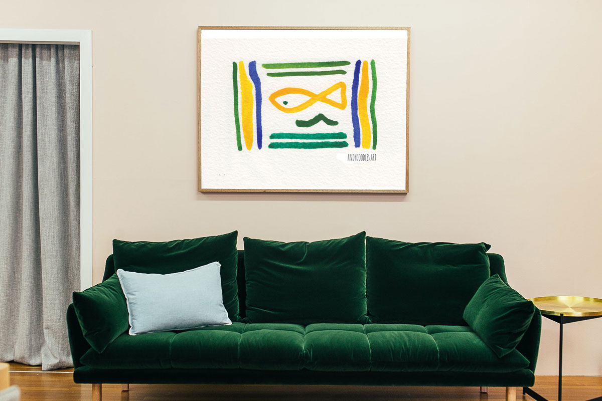 Original Giclée abstract print of Plato de pescado. From original watercolour.