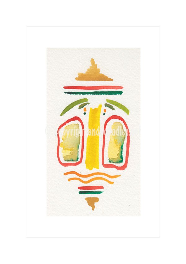 Giclée Print Of Tribal Head From An Original Water Colour On White Background